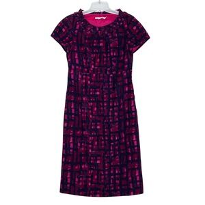 Boden‎ Women's Wool Dress US 6 Purple Pink Abstract Pattern Career Business